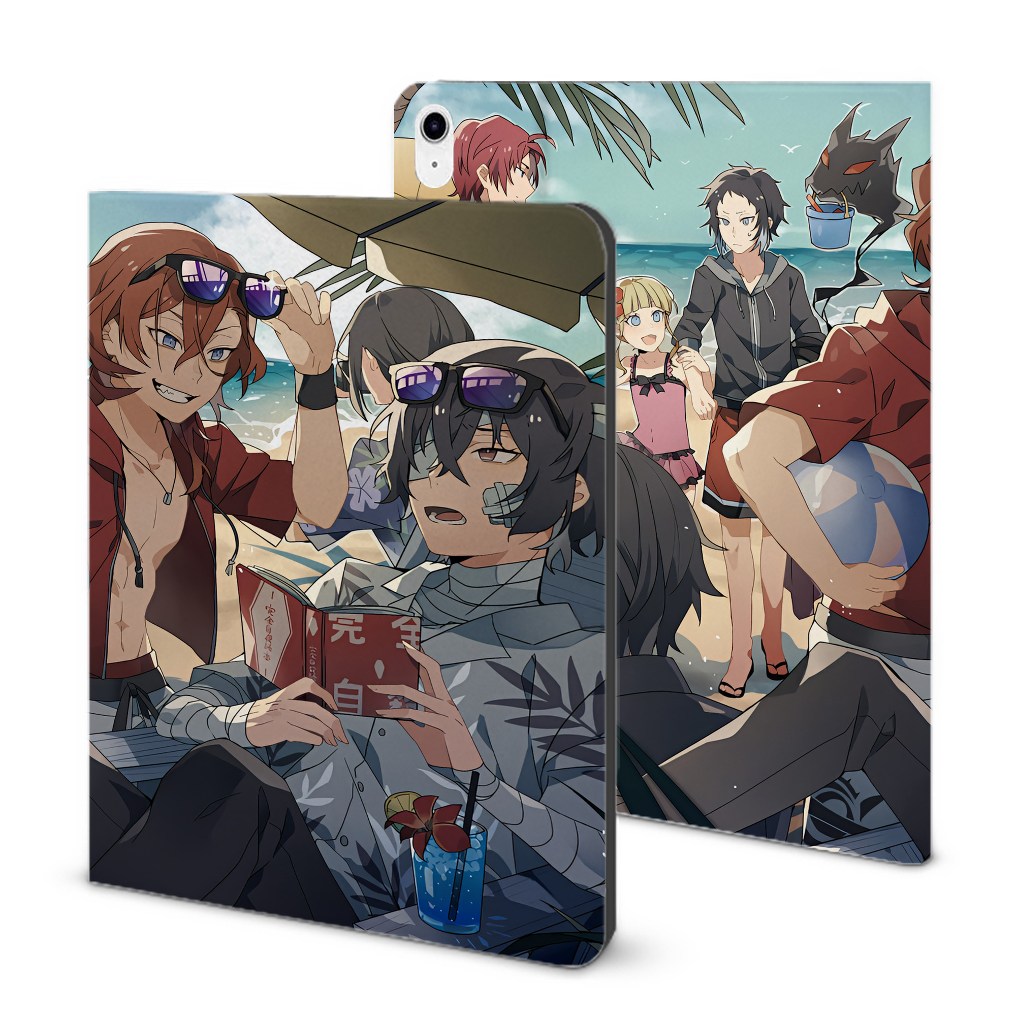 （画像用） 文豪ストレイドッグス Bungo Stray Dogs IPad ケース ブック型 PUレザー TPU 耐衝撃 軽量 薄型 ペン収納なし 全面保護 IPad 各モデル対応